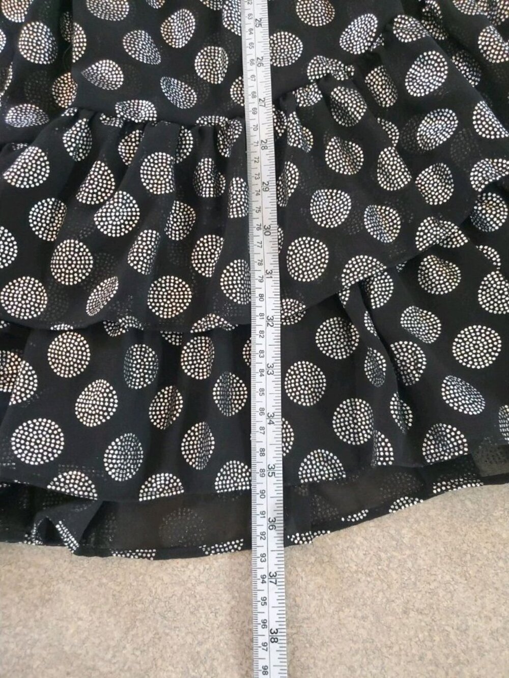 Michael Kors Black & Silver Polka Dot Surplice Long Sleeve Tiered Mini Dress M - Picture 10 of 15